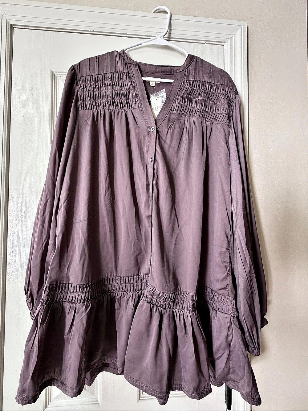 Anthropologie Pilcro Smocked Tunic Purple Size Medium NWT
